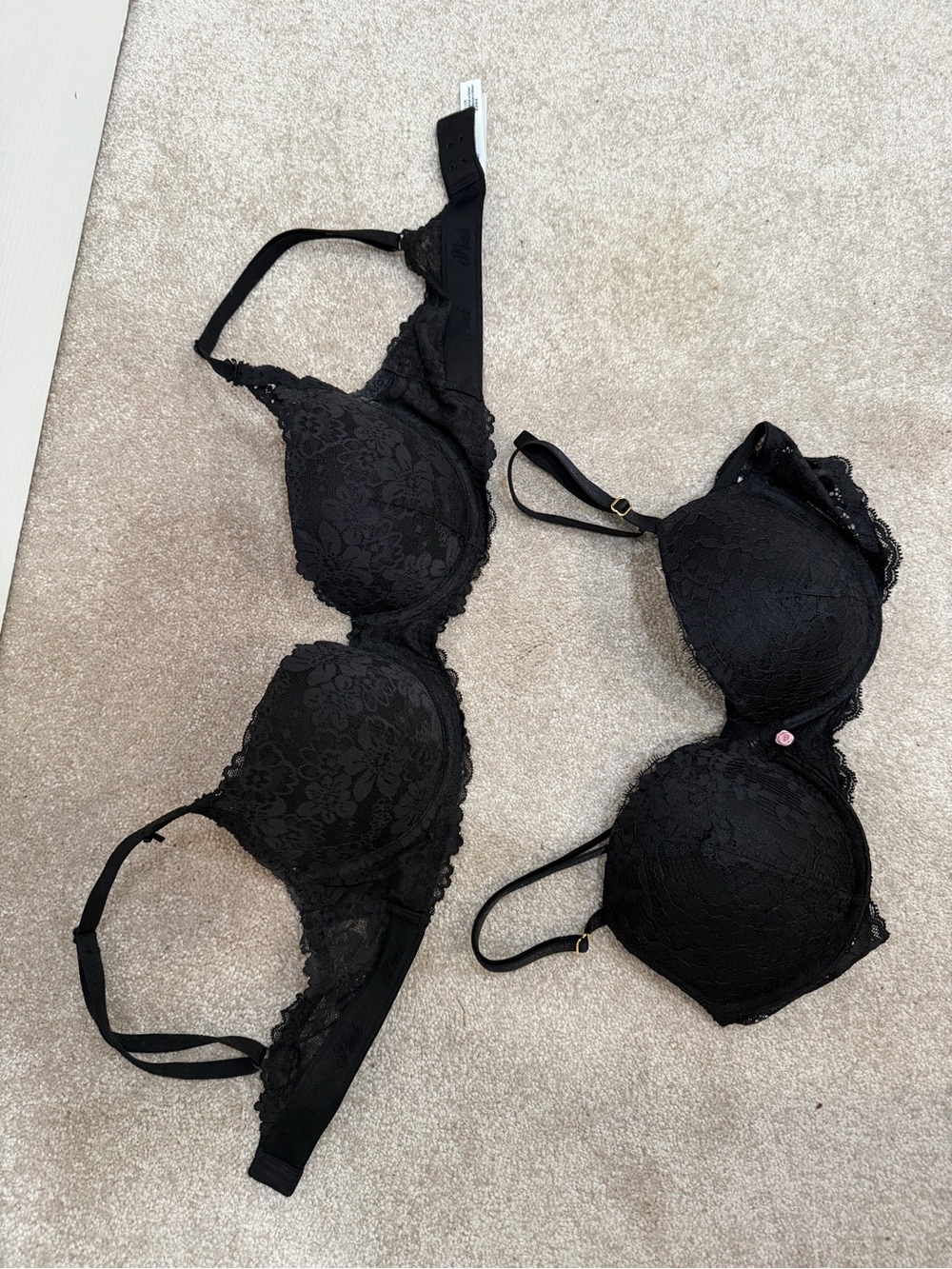 Victoria's Secret and PINK Black Lace Underwire Bra